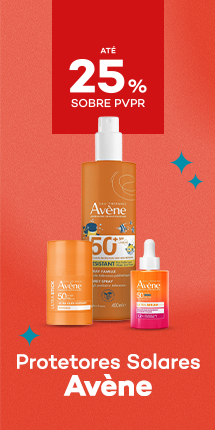 Protetores Solares da marca Av&egrave;ne com destaque promocional at&eacute; 25% sobre pre&ccedil;o de Venda ao P&uacute;blico Recomendado